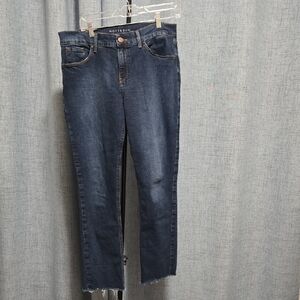 Matt And Bow Women's Dark Blue Straight Frayed Leg Jeans Size 29x32